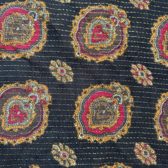 Vintage Glentex Dark Brown Paisley Floral Lightweight Boho Square Scarf - Picture 4 of 9